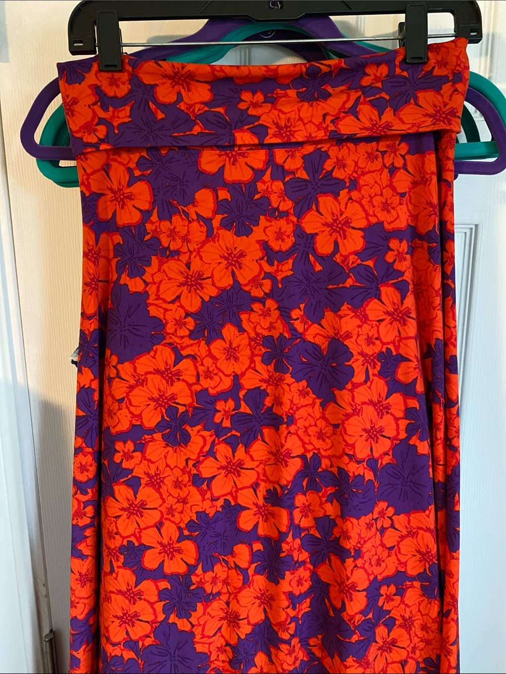 LuLaRoe Orange and Purple Floral Maxi Skirt
